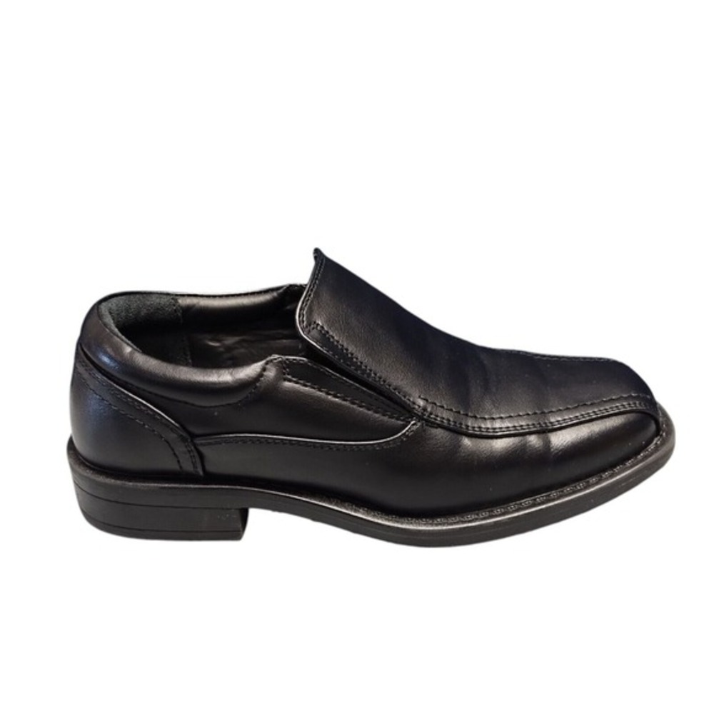 Bruno Marc Wedding Dress Shoes Youth Boys Sz 2 Black Square Toe Slip On SBOX225K